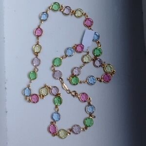 Austrian Crystal!Beautiful!,pastel colors, goldtone!Aprox.26in.